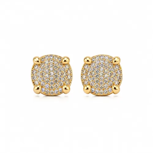 Brinco Chuveiro 8 mm com 62 Zircônias Cravejadas Banhado a Ouro em Prata