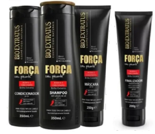 Força com Pimenta Bio Extratus Kit Duo 350ml Mascara 250g e Finalizador 200g