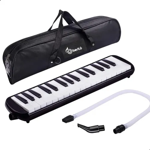 Escaleta Melodica Bertô Preto 32 Teclas Capa Bocal Mangueira