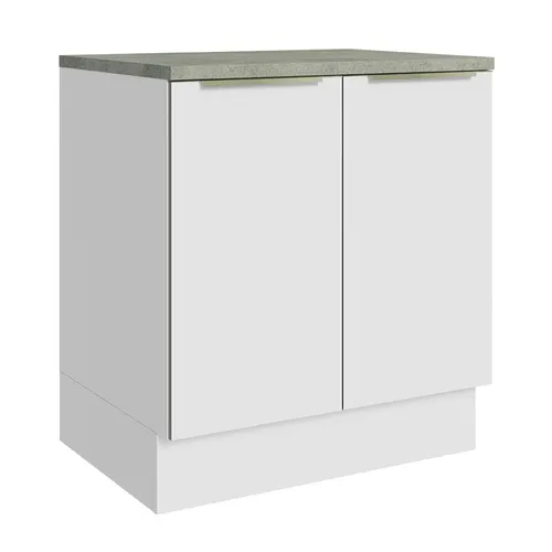 Balcão de Cozinha 70 x 60 cm 2 Portas (Com Tampo) Branco/Branco Veludo Lux Madesa