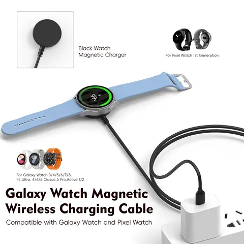 Carregador Whiress para Galaxy Watch, Cabo de Carregamento para Galaxy Watch 3/4/5/6/7/8 Ultra 4/6/8 Classic 5 Pro Active 1/2