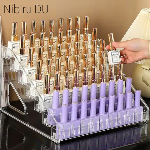 3/4/5/6/7 camadas acrílico unha polonês rack de exibição transparente organizador cosmético multi-camada simples montagem rack suporte