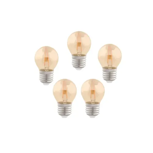 Kit 5 lâmpadas Bolinha Filamento E-27 2W 127/220V 2400K