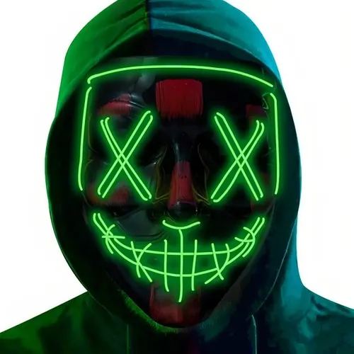 Mascara Led Festa Neon Filme Uma Noite de Crime Fio Duplo Cor Verde