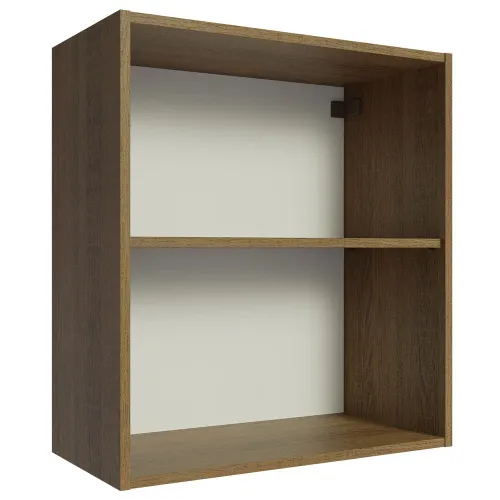 Armário Aéreo 60 cm com 2 Nichos Abertos para Cozinha Madesa Lux, Glamy, Agata, Stella Rustic