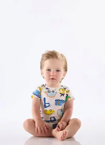 Macaquinho para Bebê Menino em Suedine Essentials (Off White) Up Baby