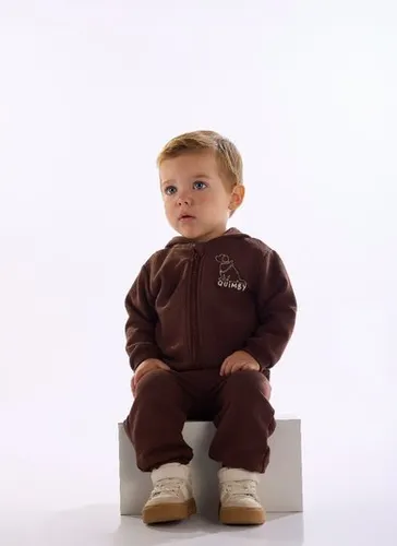 Conjunto para menino bebê com jaqueta e calça em gorgurão Marrom Quimby