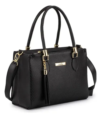 Bolsa Feminina de Ombro e Mão Lorena Média Transversal Cor Preto