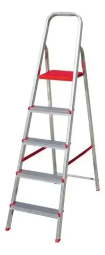 Escada 5 Degraus Botafogo Lar & Lazer Metal 120kg Reforçada Cinza/vermelho Cinza e Vermelho