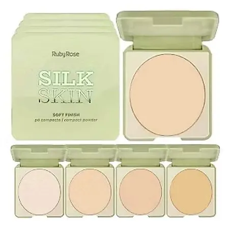 Pó Compacto Ruby Rose Silk Skin Soft Finish Efeito Aveludado