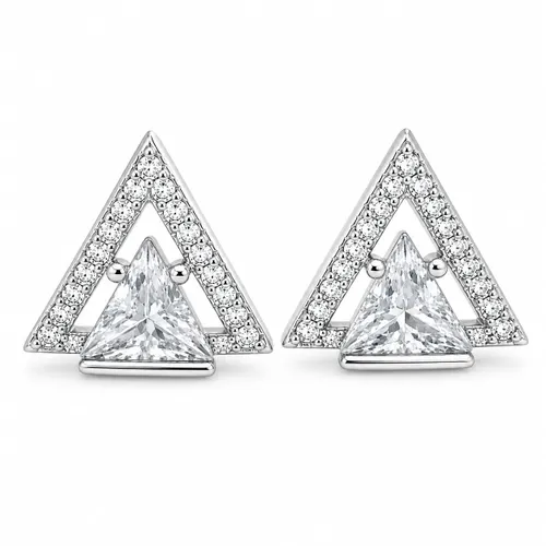 Brinco Triângulo com Zircônia 1 cm em Prata 925