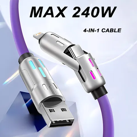 4-em-1 240w usb tipo c para usb c cabo pd carregador rápido fio para iphone 16 pro max 15 ipad xiaomi samsung tablet 1m cabo de dados