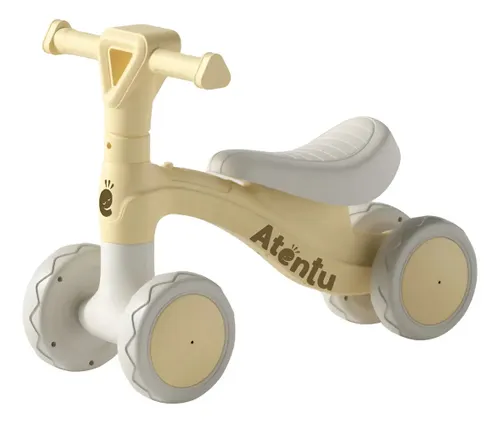Bicicleta de Equilíbrio Infantil Andador sem Pedal 4 Rodas Amarelo