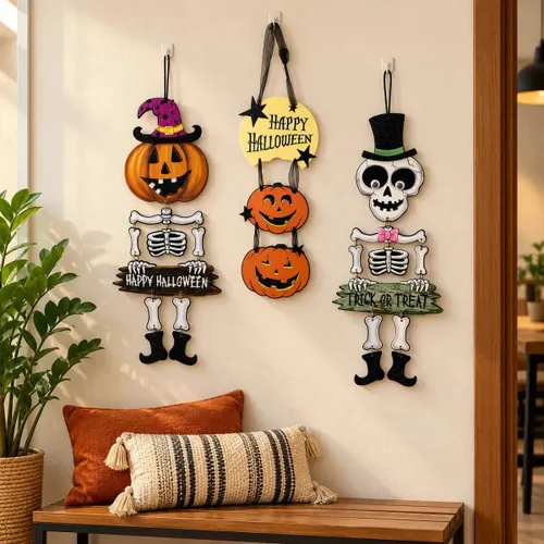 Kit 3 Enfeite Articulavel Halloween para Pendurar Decoração