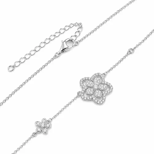 Colar Flor Ponto de Luz Vazada 45 cm em Prata 925