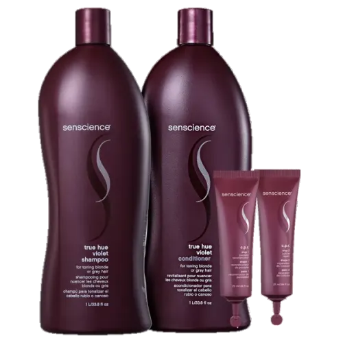 Kit Senscience True Hue Violet Shampoo Condicionador 1L e Tratamento CPR 2x25ml