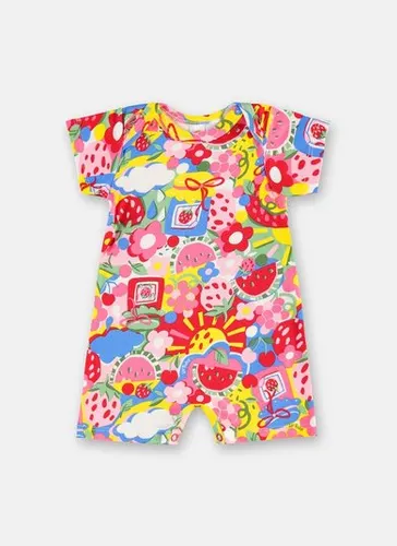 Macaquinho Bebê Menina em Suedine Estampado Multicolor