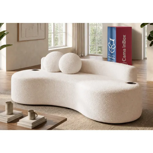 Sofá Veda Xpand Tech Tecido Bouclê a Vácuo Cama inBox