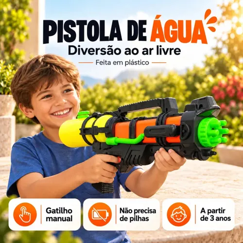 Pistola de Água Lança Água Arminha Infantil Grande Potente para Piscina Praia Water Gun Brinquedo Arma Lançador Diversão