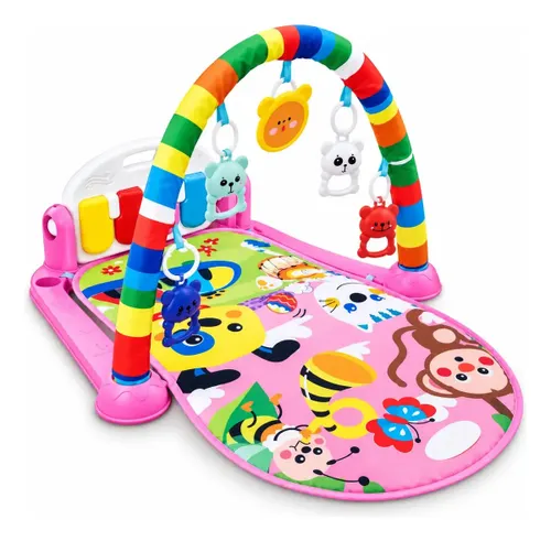 Tapete de Atividades para Bebê Ginásio Infantil Musical Savana Rosa ColorBaby