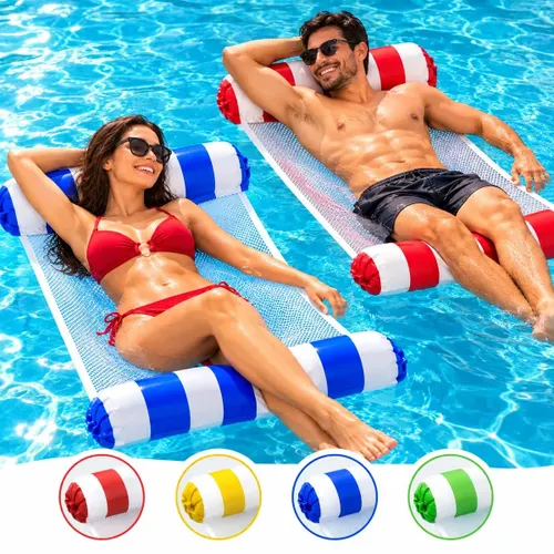 Kit 2 Boia Piscina Rede Flutuante Cama Colchão Inflável Praia Verão Espreguiçadeira