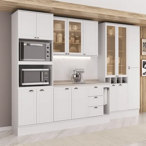 Armário de Cozinha Completa com Balcão Milla Nora Carraro Branco
