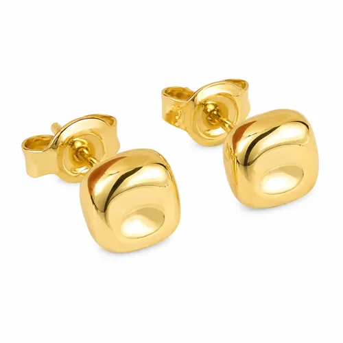 Brinco Quadrado Amassado Liso 5 mm em Prata 925 Banhada a Ouro
