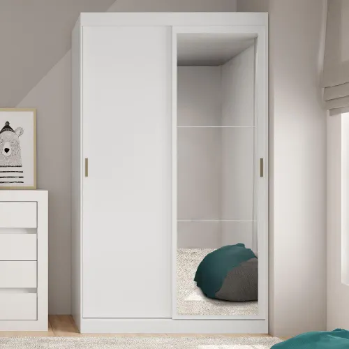 Guarda Roupa Infantil 2 Portas 2 Gavetas Espelho Branco Carraro Nivus