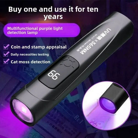 Lanterna UV Portátil 365nm para Detecção de Micose em Animais de Estimação, Verificação de Notas e Cura de Resina