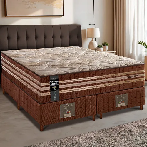 Cama Box Colchão Robust Gel 220 + Box Molas Ensacadas e Espuma D45 Cama inBox