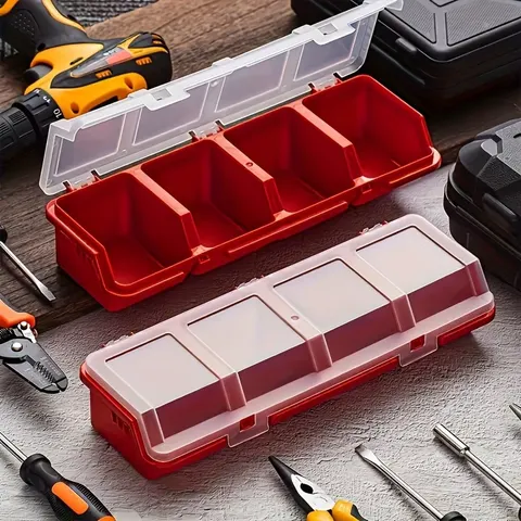 Caixa organizadora com vários compartimentos para parafusos e peças pequenas, caixa de armazenamento de plástico durável para ferragens e joias, 1 peça/2 peças