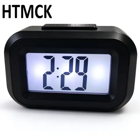 Relógio despertador inteligente HTMCK Mini para crianças e estudantes, gerenciador de tempo, temporizador silencioso para cabeceira, relógio eletrônico pequeno para mesa.