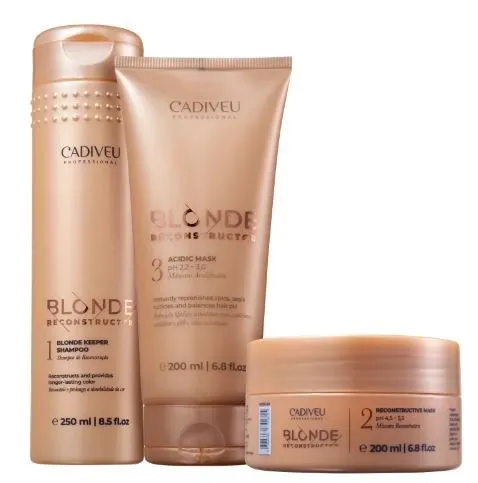 Kit Cadiveu Blonde Reconstructor Shampoo 250ml Máscara de Reconstrução e Acidificante 200ml