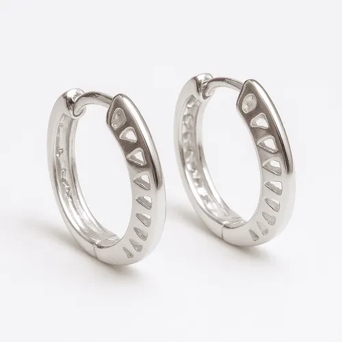 Brinco em Prata de Lei Argola 1,3 cm com Detalhe Vazado