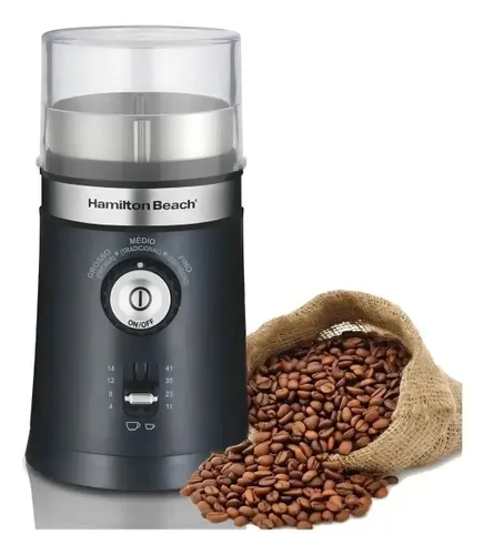Moedor Automático Ajustável com Controle de Granulação Triturador Secos Sementes Grãos Café Cuba Removível E 2 Lâminas em Aço Inox Doméstico - Hamilton Beach