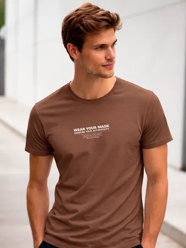 Camiseta Aveloz Masculino Authenticity Confortável 100% Algodão Marrom