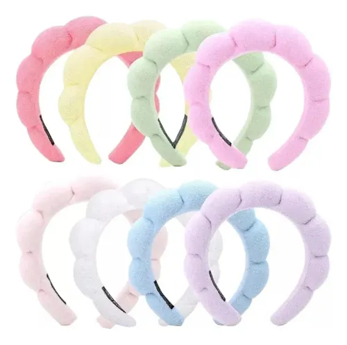 Tiara Nuvem para Skincare Maquiagem Faixa de Cabelo Cor Branca