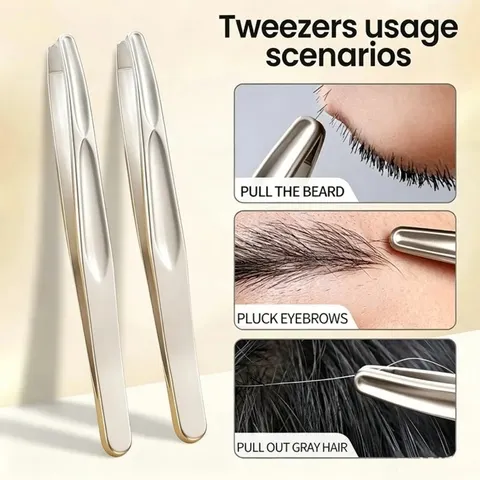 Pinça de Cabeça Redonda Premium, Clipe de Precisão para Cuidado das Sobrancelhas, Remoção de Pelos Faciais e da Barba, Captura de Pelos Curtos, Ferramenta para Pentear Sobrancelhas