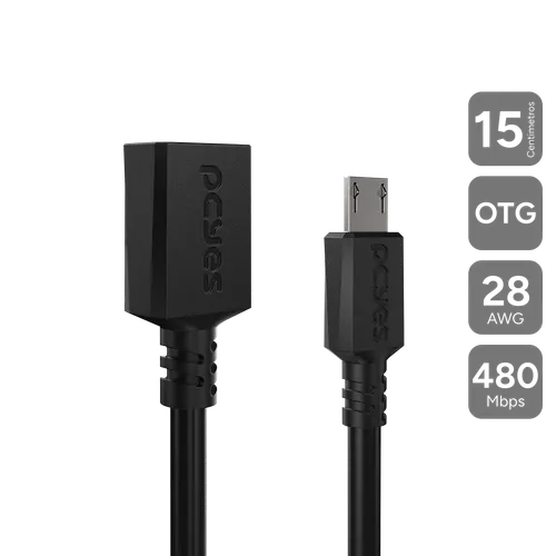 Cabo Adaptador OTG Micro USB para USB a PCYES 15CM PAMUP-15