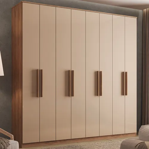 Guarda Roupa Casal com 8 portas e 4 gavetas Austin Carraro Freijó com Off White