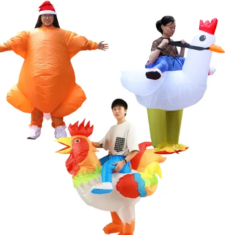 Fantasia Inflável de Galinha e Peru, Traje Inflável de Galo para Montar, Fantasia de Adulto para Halloween, Natal, Carnaval e Cosplay