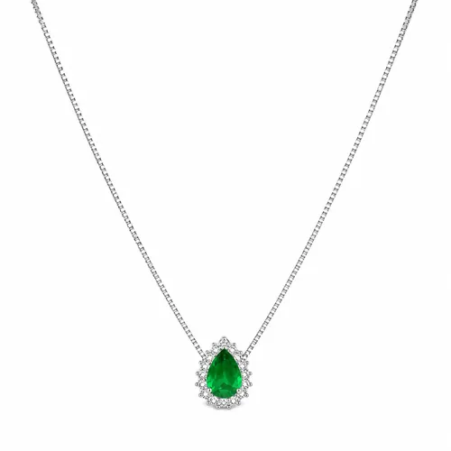 Colar Veneziana Gota 7x9mm Esmeralda