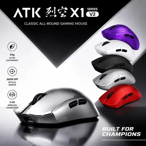 Rato de jogos sem fios Atk Liekong X1 V2 X1 Air Ultimate+, ergonómico, ideal para mãos de tamanho médio a grande, perfeito para jogos e uso no escritório, um presente excelente.