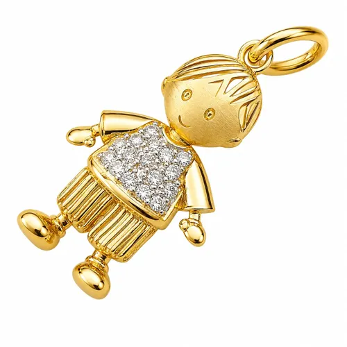 Pingente Menino Bojudo com 16 Diamantes 2,5 cm em Ouro 18K