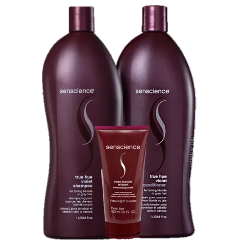 Kit Senscience True Hue Violet Shampoo Condicionador 1L e Máscara Inner Restore Intensif 150ml
