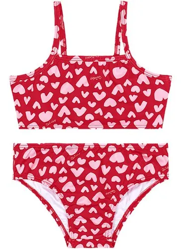 Biquíni Infantil com Calcinha e Top em Malha UV DRY Vermelho