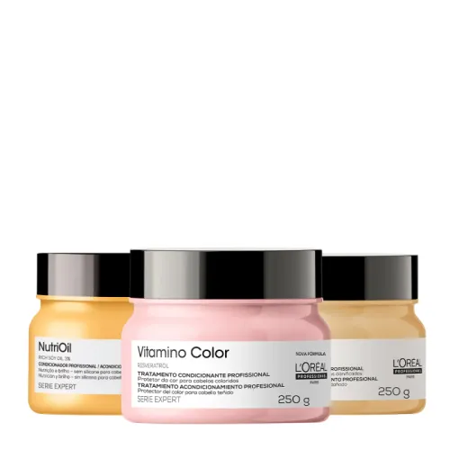 Kit Cronograma Capilar L'Oréal Professionnel NutriOil Vitamino Color Absolut Repair 3 Produtos