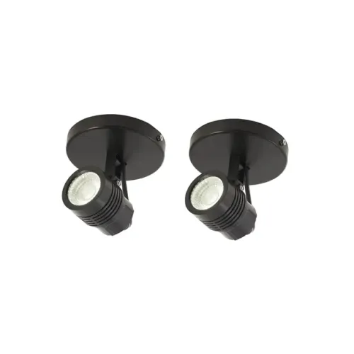 Kit 2 Spots LED Sobrepor Direcionável Abs Preto 6W IP65