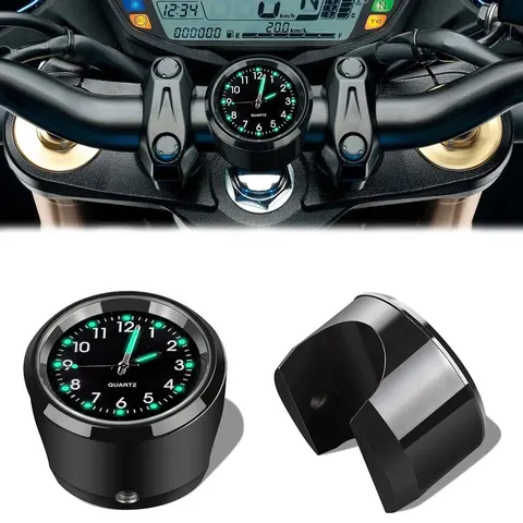 Relógio de Quartzo Luminoso de Alumínio 22-25mm para Montagem em Guidão de Moto, Scooter e Bicicleta - Acessório de Moto com Display de Hora