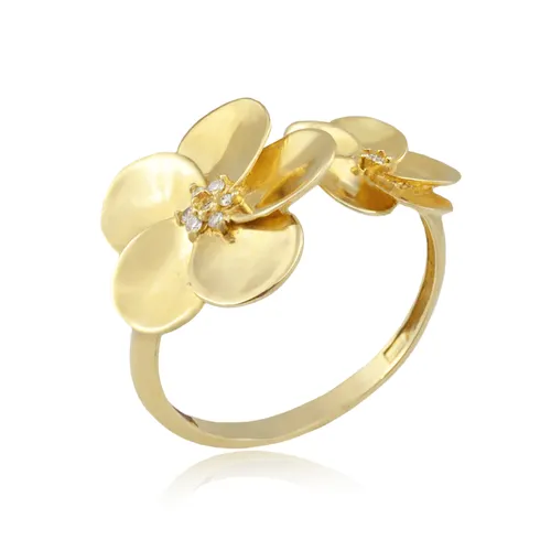 Anel Flores com Brilhante em Ouro 18K